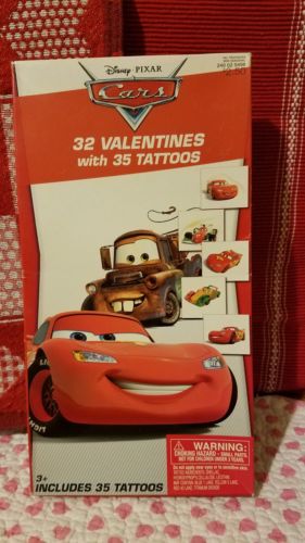 New in Box ~ Disney PIxar CARS  32 Valentines Day Cards with 35 Tattoos