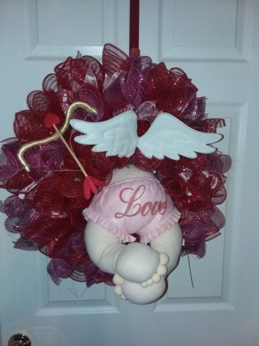 Valentines Day Wreath Door Decoration Cupid Wreath Valentines home decorations