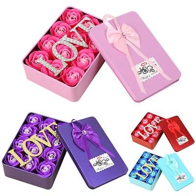 Artificial Flowers Perfume Roses Flower+ Iron Storage Box For Anniversary Gifts