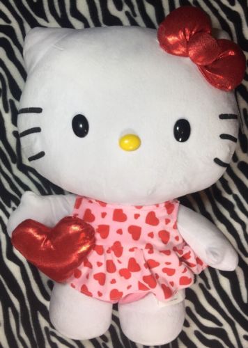 Hello Kitty Jumbo Plush Valentine's Day Door Greeter 21” NEW Pink Heart Dress