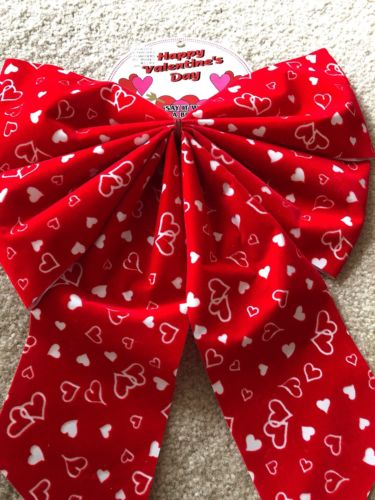 Vintage Style Valentine’s Heart Bow Red Velvet Material