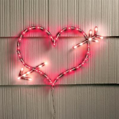 Valentine's Day Lighted Heart with Arrow Window or Wall Decoration