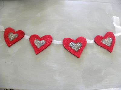 Valentines Glitter Heart Garland