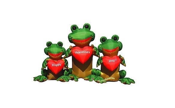 8 Ft HAPPY VALENTINE'S DAY 3 FROGS Airblown Lighted Yard Inflatable