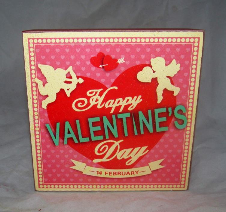VTG Valentine Card Cupid Wall Party Decor Box Sign Valentine's Day Table Sitter