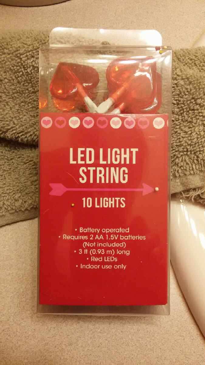 Valentines Day Red Hearts LED String 10 lights Battery Operated Decorations New