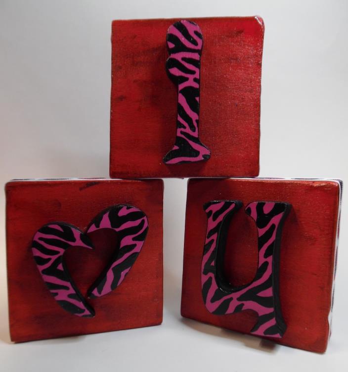 VALENTINE I LOVE YOU DESK DECOR WOOD HEART LOVE RUSTIC HANDMADE