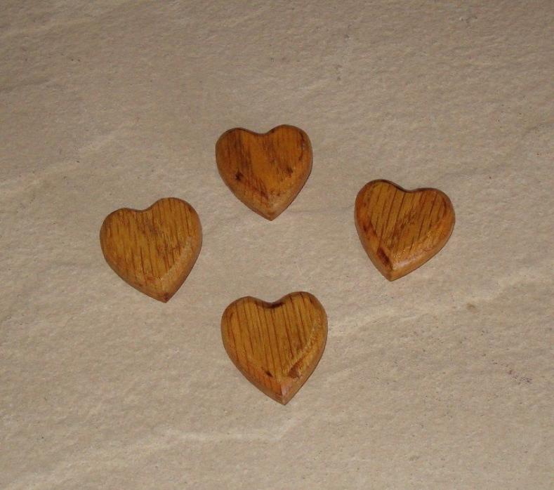 Set of 4 Small Handmade Wood Hearts