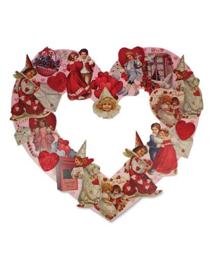 Bethany Lowe Valentine's Day Sweetheart Nostalgia Postcard Theme Heart Wreath