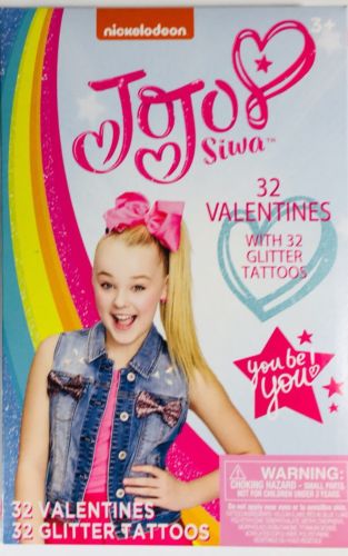 JoJo Siwa Nickelodeon Glitter Tattoos And Valentines Day Cards (Box of 32)