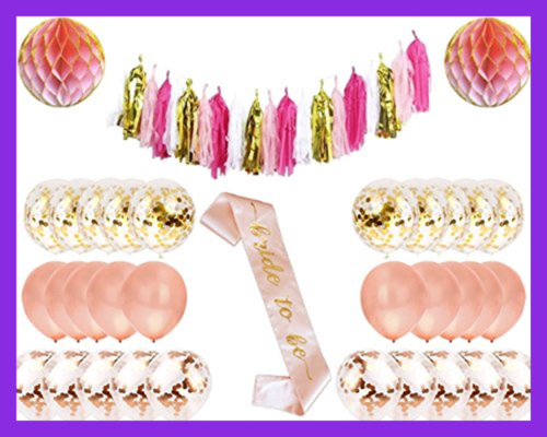 ROSE GOLD PINK Bachelorette Party Decorations Kit 34 Ct Bridal Shower & Supplies