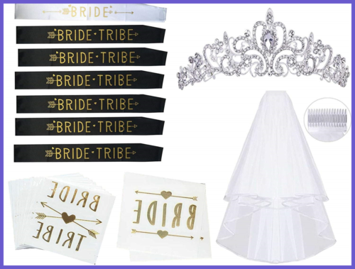 Bachelorette Party Decorations Kit – 21Pc Supplies Sashes For Bride & Bridesmaid