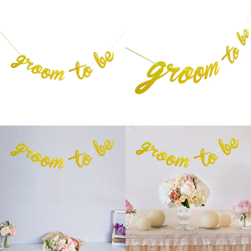 Groom To Be Decorations Banner GOLD Glitter Bachelor Party Supplies Favors PARTY