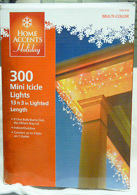 Home Accents Xmas Party 300 Multi-Color Mini Icicle Lights