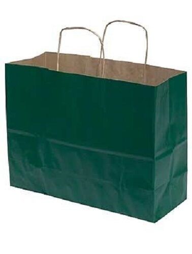 Paper Shopping Bags 25 Hunter Green 16 x 6 x 12 ½ Large Merchandise Gift Handles
