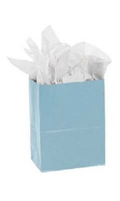 Paper Shopping Bags 25 Blue Medium Gift Merchandise 8 ¼” x 4 ¾” x 10 ½”