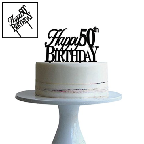 Happy 50Th Birthday Cake Topper For Birtdhay Anniversary BLACK A Kitchen
