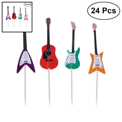Guitar Cupcake Toppers Musical Instrument Shape Decorating Tools For Party Suppl