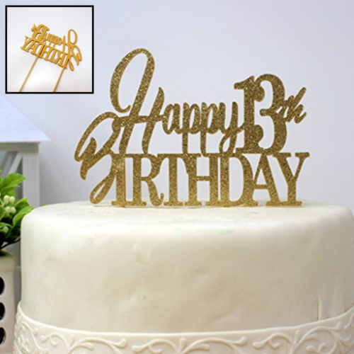 Happy 13Th Birthday Cake Topper GOLD FREE SHIPPING Kitchen