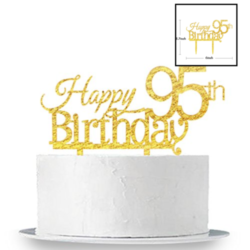 Happy 95Th Birthday Cake Topper 95 Anniversary GOLD Glitter Party Decor Gold