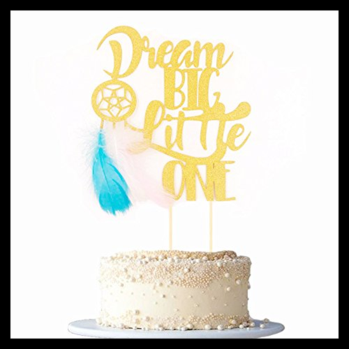 Dream Catcher GOLD Glitter Cake Topper Cupcake Pick Toppers W Feather For Gold