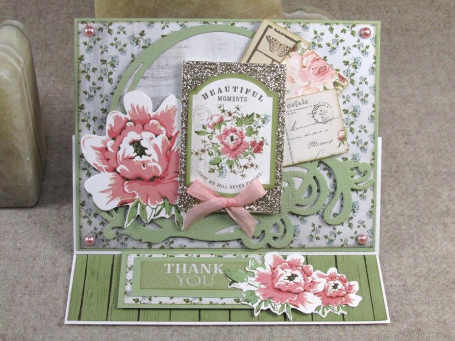 Handmade Greeting Card Thank You 3-D A2 Easel Card w/Envelope Beautiful Moments