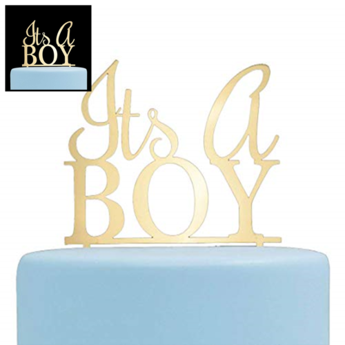 It's A Boy Cake Topper Baby Shower Gender Reveal Party Decorations GOLD Kitchen
