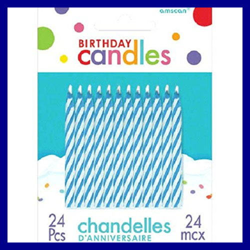 Blue Candy Stripe Spiral Birthday Candles Pack Of 24 Pa 2.5