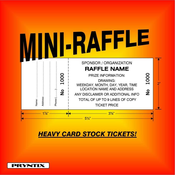 500 MINI-RAFFLE TICKETS - Custom Printed, Numbered & Perforated Card Stock