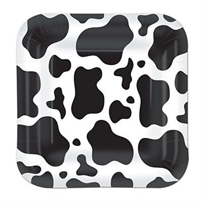 Cow Print Plates (square-shaped) (Value 24-Pack)