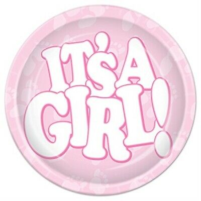 Beistle It's A Girl Plates, 7-Inch, Pink/White