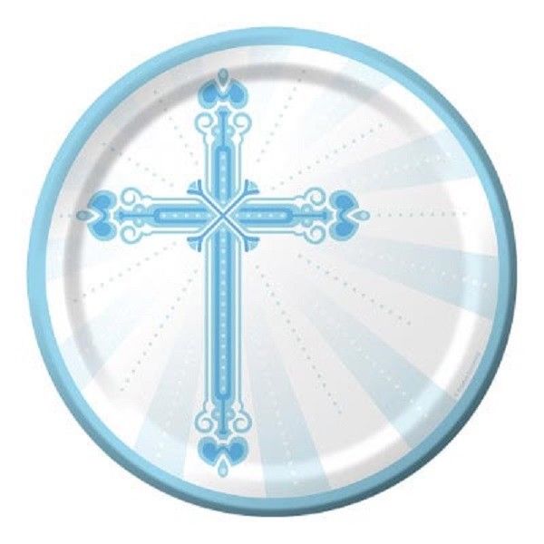 Religious Church Party Supplies BLUE CROSS BLESSINGS LUNCH DINNER PLATES