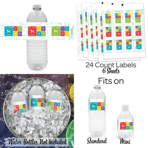 Science Party Favor Decoration Water Bottle Labels 24 Ct PARTY