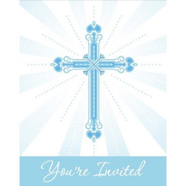 Religious Church Party Supplies BLUE CROSS BLESSINGS INVITATION INVITE CARDS