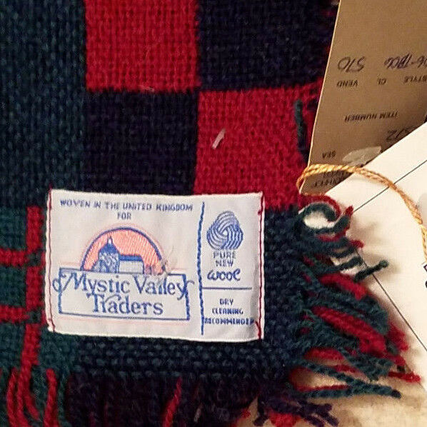 Mystic Valley Traders Blanket Pure New Wool Red Green Blue Reversible NWT