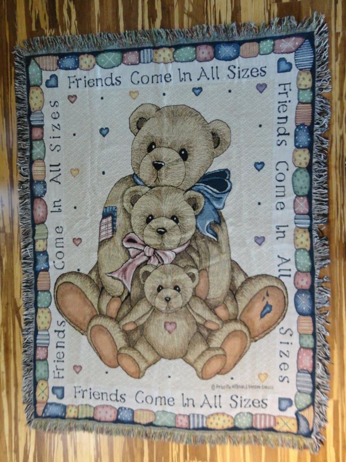 Cherished Teddies Enesco FRIENDS COME IN ALL SIZES 66x50 Blanket Throw Afghan