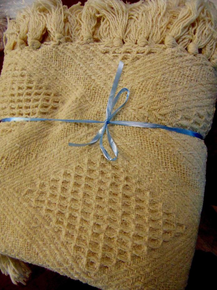 ~COTTON THROW BLANKET 100% NATURAL COTTON BLANKET DIAMOND PATTERN AFGHAN TASSELS