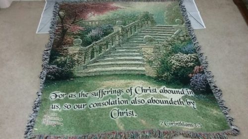 Thomas Kinkade Christian Bible Verse Throw Tapestry Wall Hanging 5'x4' .