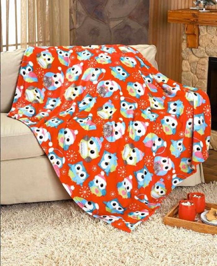 Christmas Owl Throw Blanket Bed Bedding Holiday Decor Owls Warm Snuggle 50 X 60