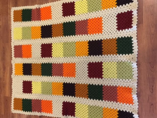 Vintage Afghan GRANNY SQUARE Handmade Crochet Quilt Throw Blanket appro 45