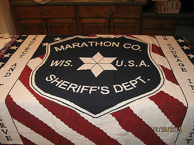 PROTECT AND SERVE.POLICE. Marathon County Sheriff Wi WOVEN.AFGHAN.THROW.BLANKET