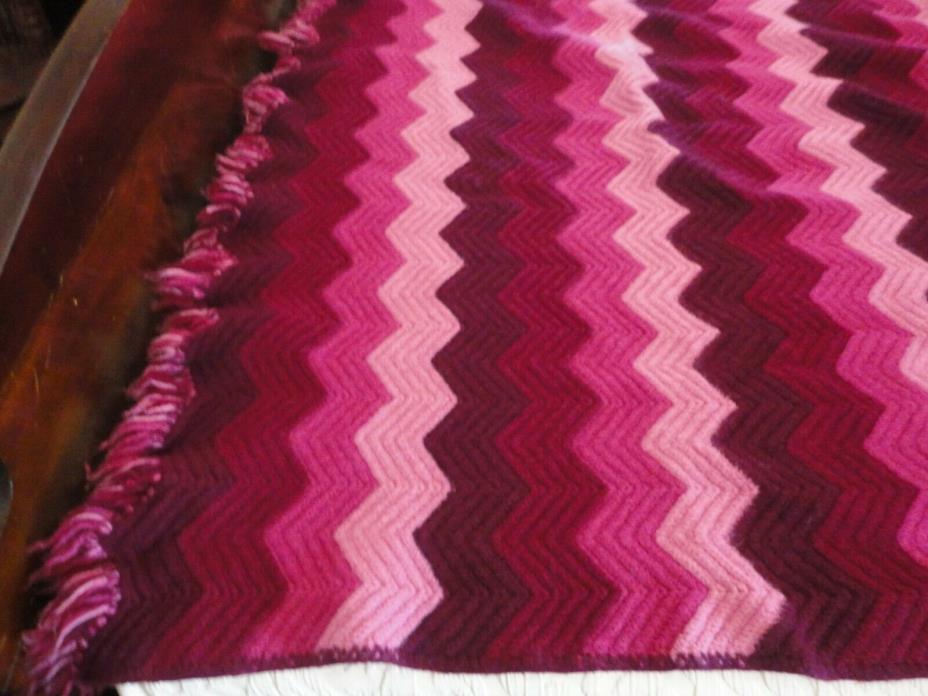 Vintage 1980's Hand Crochet  AFGHAN BLANKET THROW Burgundy 52