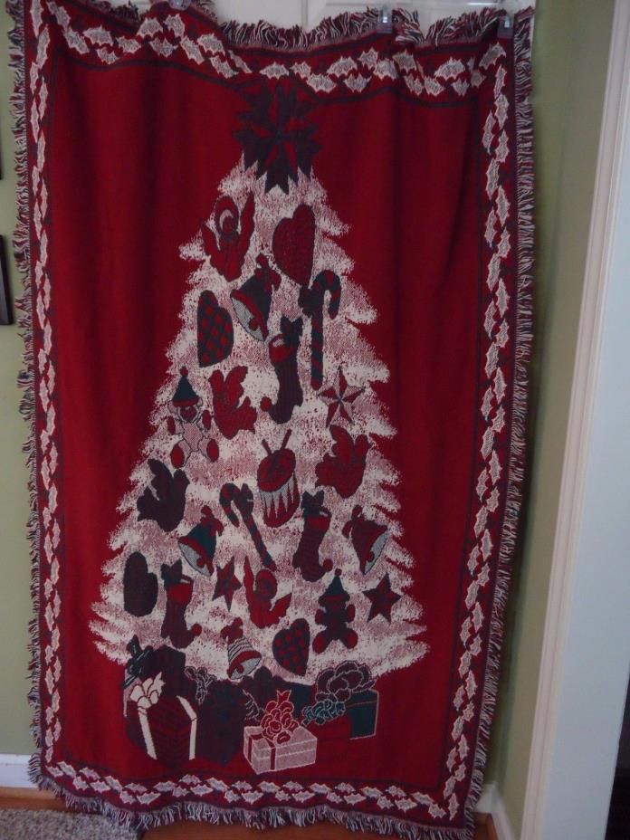 CHRISTMAS TREE Reversible Red Green Afghan Blanket 44