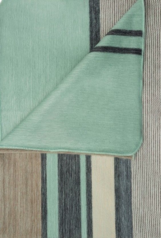 Light Green Gray Stripe Alpaca Throw 45