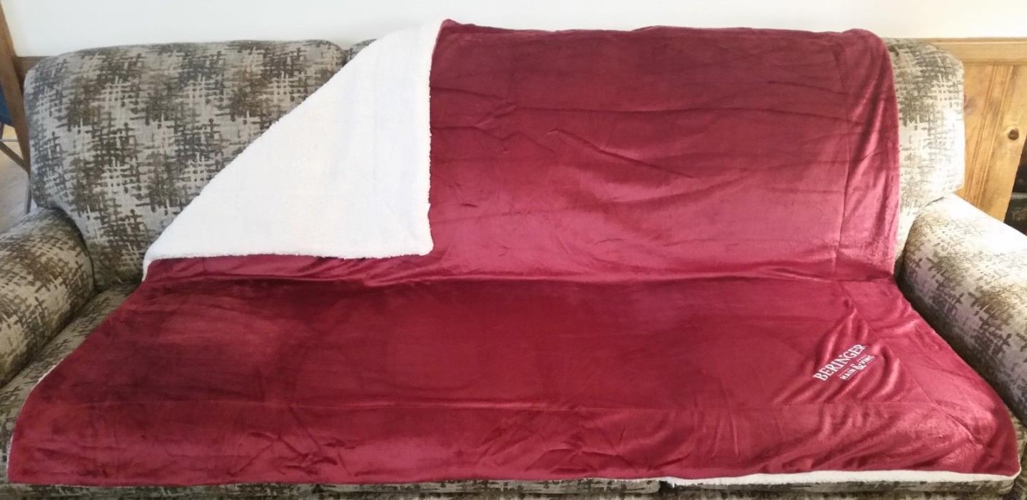 New Mink Sherpa Burgundy Blanket