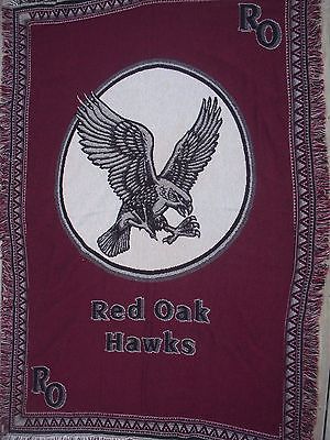 Woven Cotton Throw Blanket Red Oak Hawks