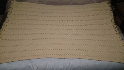 Vintage Handmade Afghan Throw Blanket Knit Crochet Solid Color 66