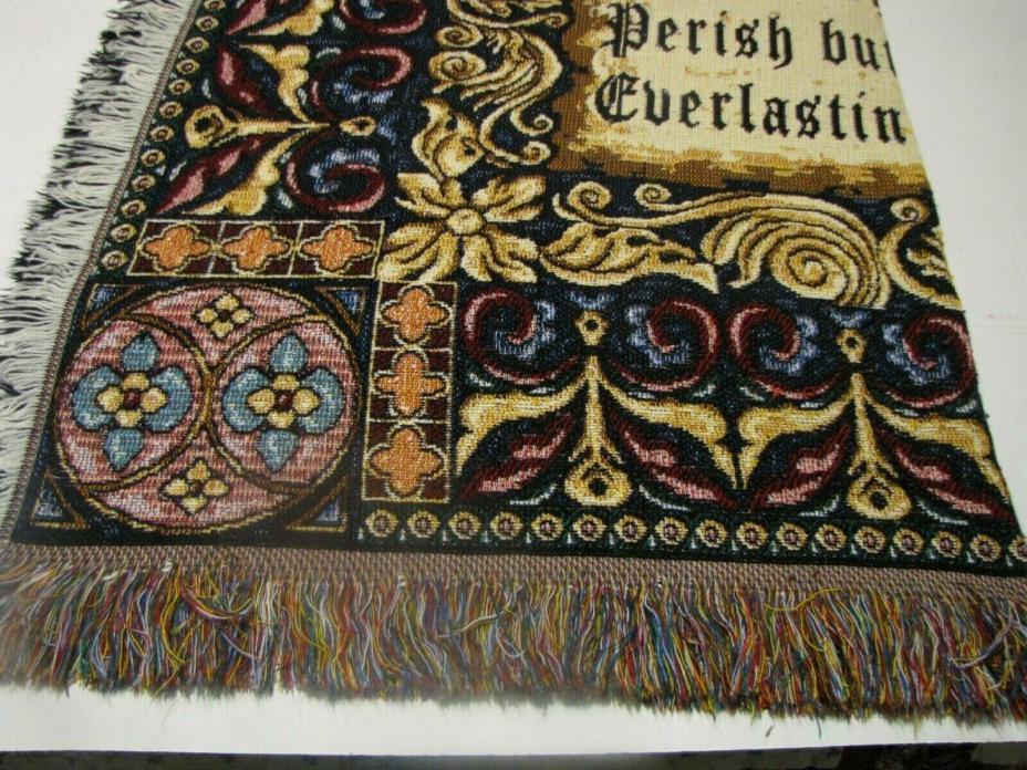 John 3:16 lap throw blanket scripture woven tapestry burgundy black  46
