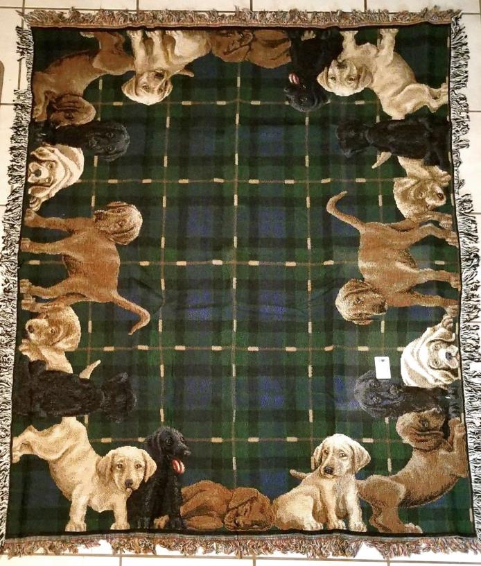 USA Made NWOT – Assorted Puppies Tapestry Afghan Throw Blanket