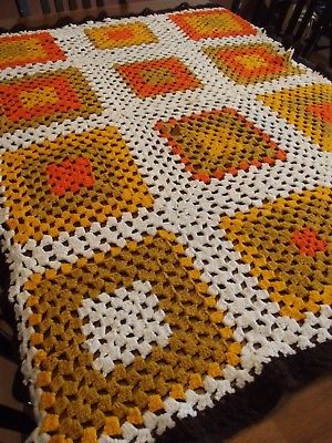 crochet Blanket Afghan GRANNY SQUARE handmade Throw 58